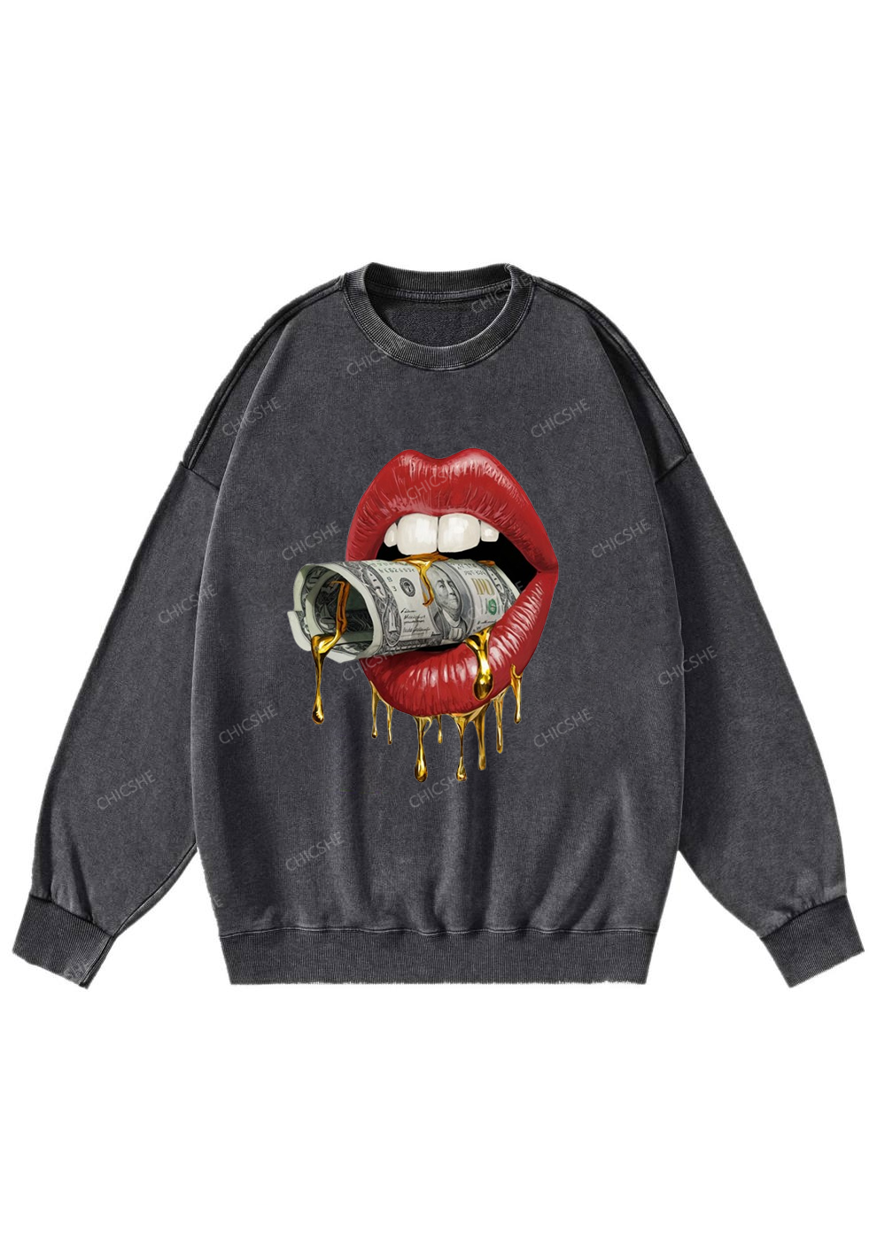 Chicshe Rich Woman Y2K Washed Sweatshirts 
