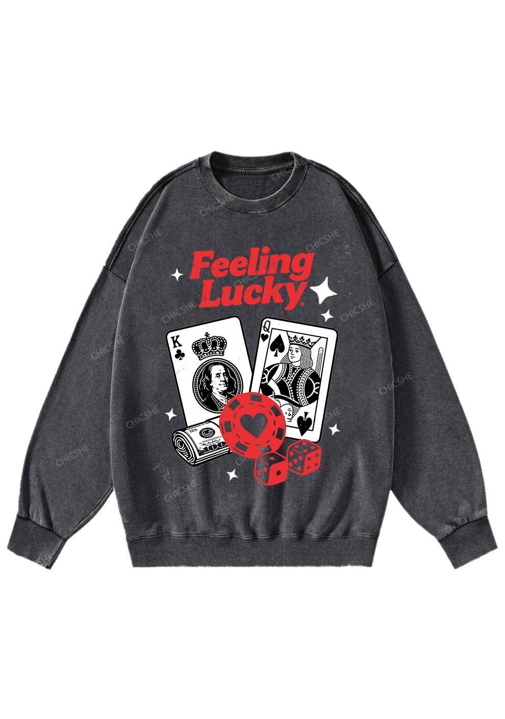 Chicshe Feeing Lucky Y2K Washed Sweatshirts 