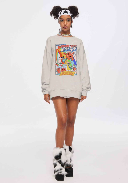 Rainbow Punch Y2K Washed Sweatshirts Chicshe