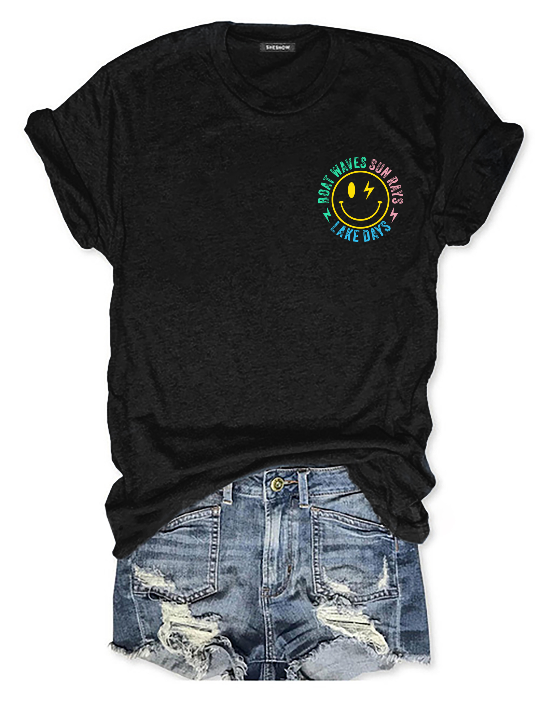 Boat Waves Sun Rays Lake Days T-shirt