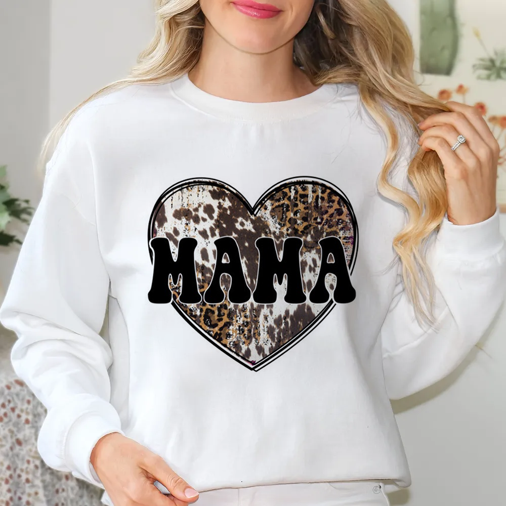 Mama Heart Leopard Print Sweatshirt