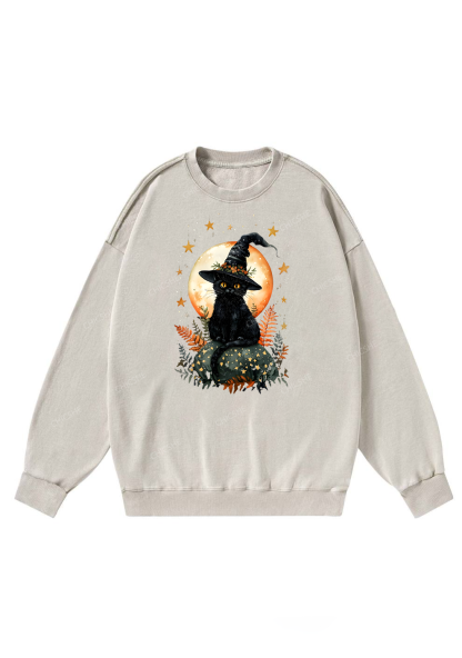 Chicshe Halloween Black Cat Y2K Washed Sweatshirts 