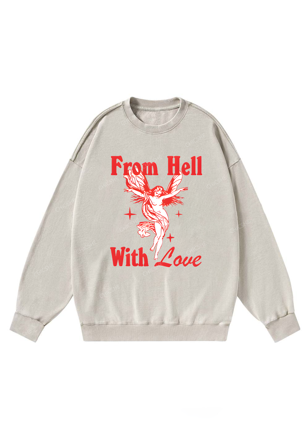 From Hell With Love Y2K Washed Sweatshirts Chicshe