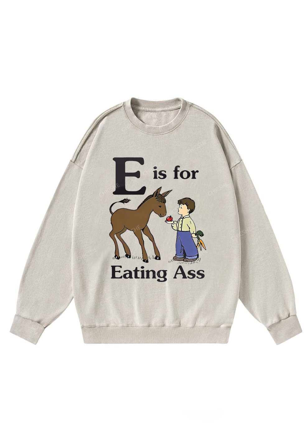 E Is For Eating Axx Y2K Washed Sweatshirts Chicshe