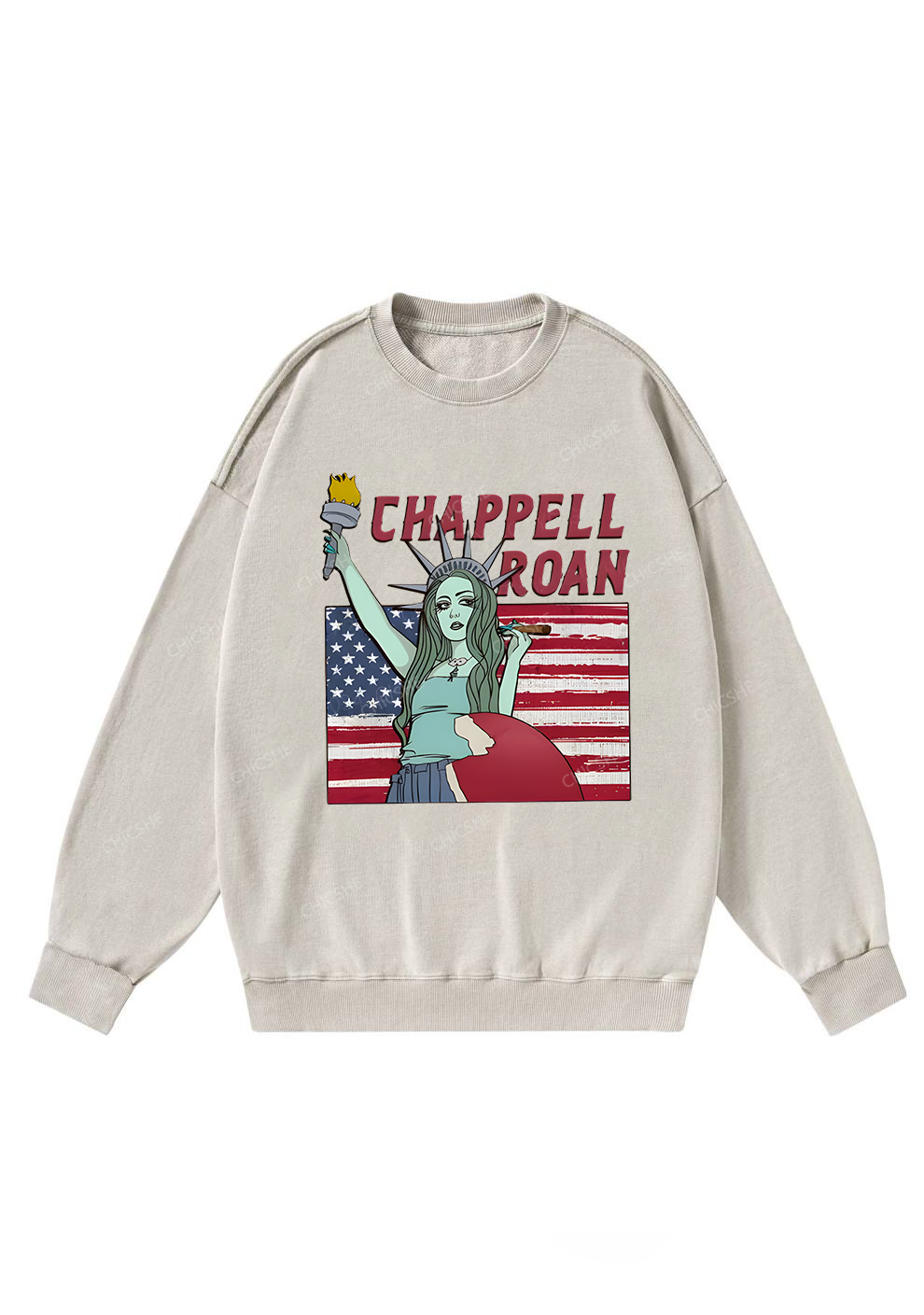 CR Statue Y2K Washed Sweatshirts Chicshe