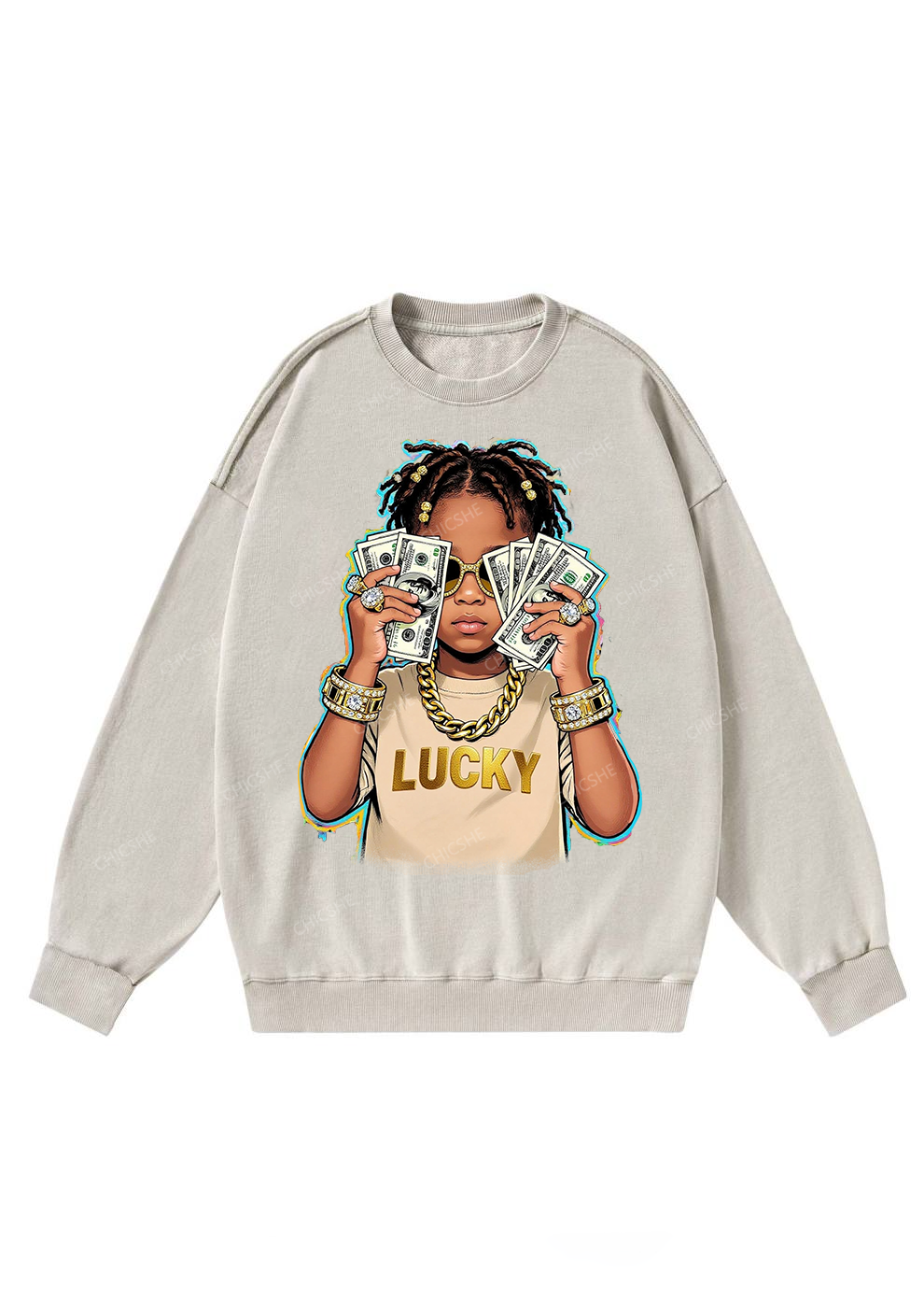 Chicshe Rich Boy Y2K Washed Sweatshirts 