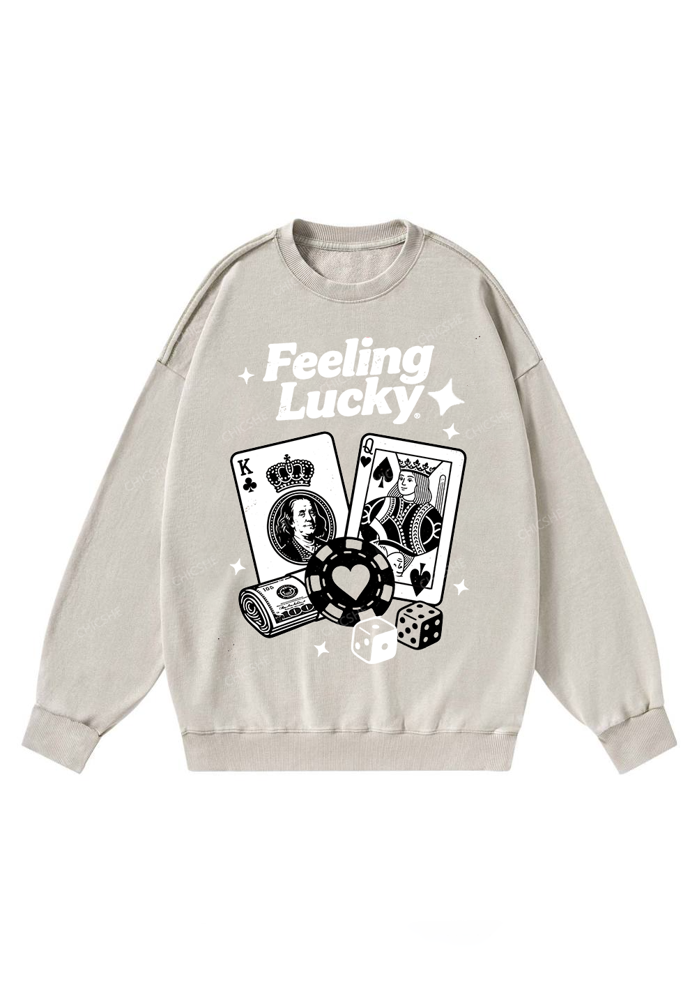 Chicshe Feeing Lucky Y2K Washed Sweatshirts 