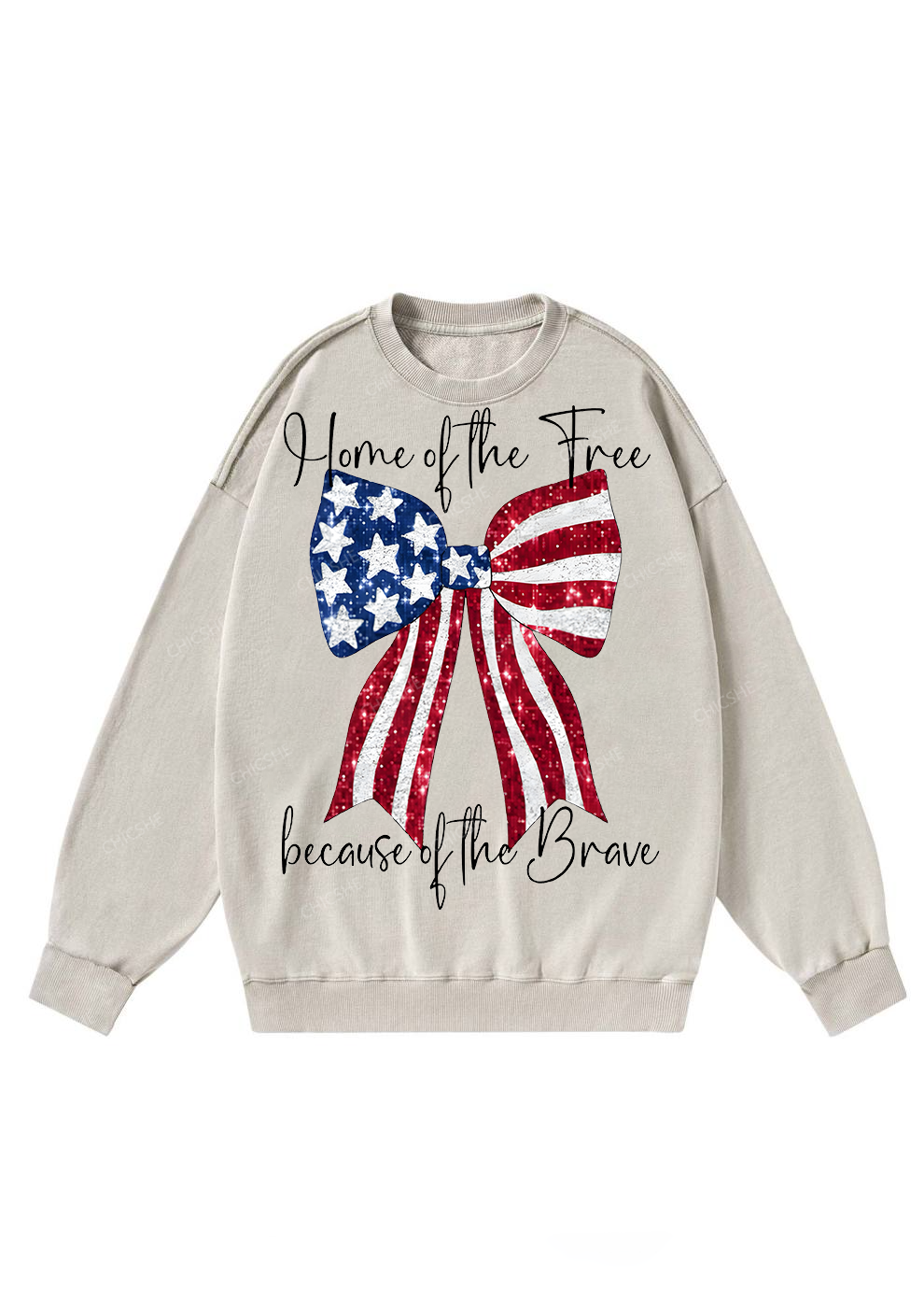 Chicshe Stars and Stripes Bow Washed Sweatshirts 
