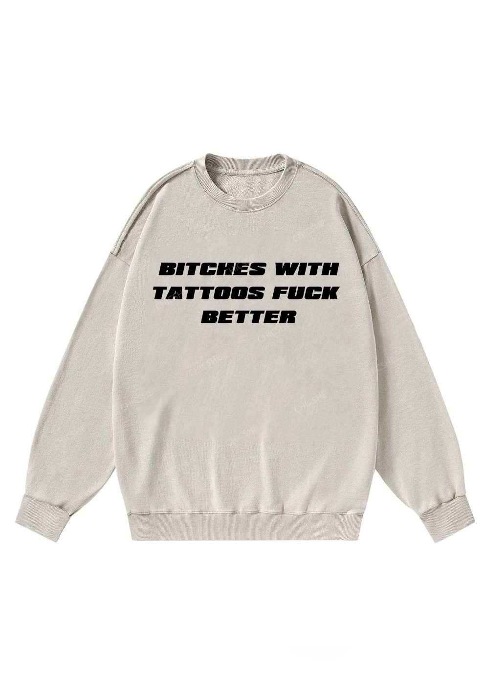 Bxxches With Tattoos Fxxk Better Y2K Washed Sweatshirts Chicshe