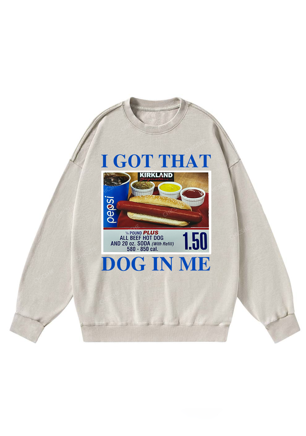 I Got That Hot Dog In Me Y2K Washed Sweatshirts Chicshe