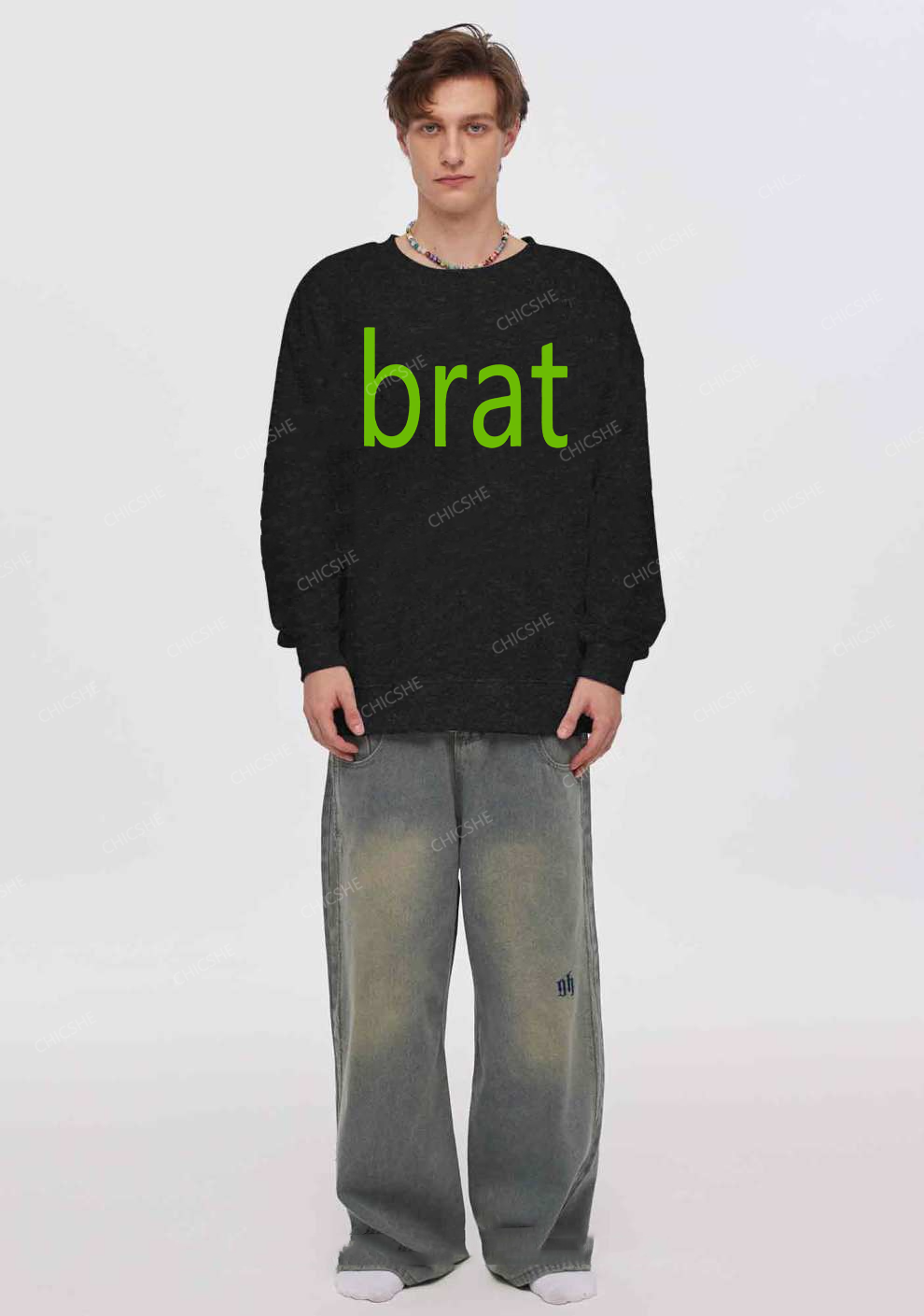 Green Brat Y2K Washed Sweatshirts Chicshe
