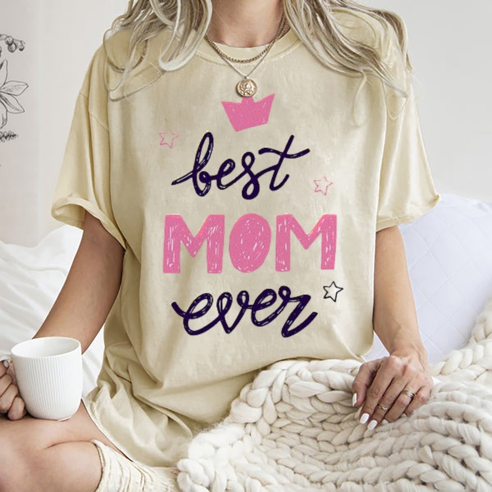 Best Mama Even Printed Washed Tee