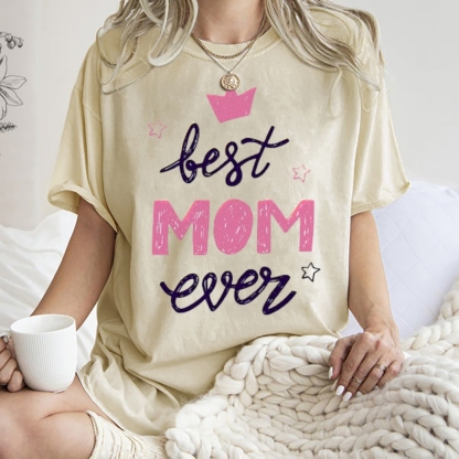 Best Mama Even Printed Washed Tee