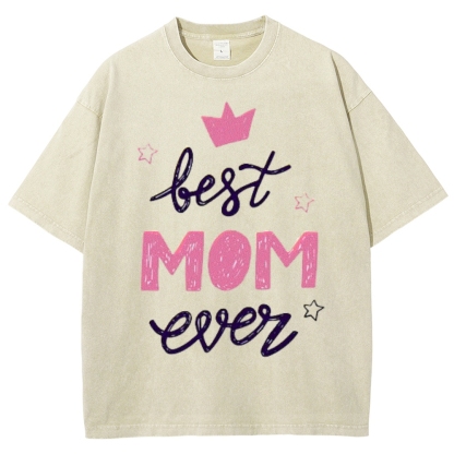 Best Mama Even Printed Washed Tee