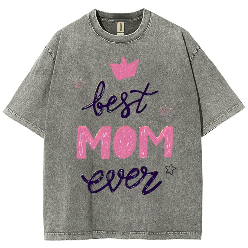 Best Mama Even Printed Washed Tee