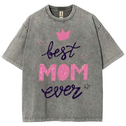 Best Mama Even Printed Washed Tee