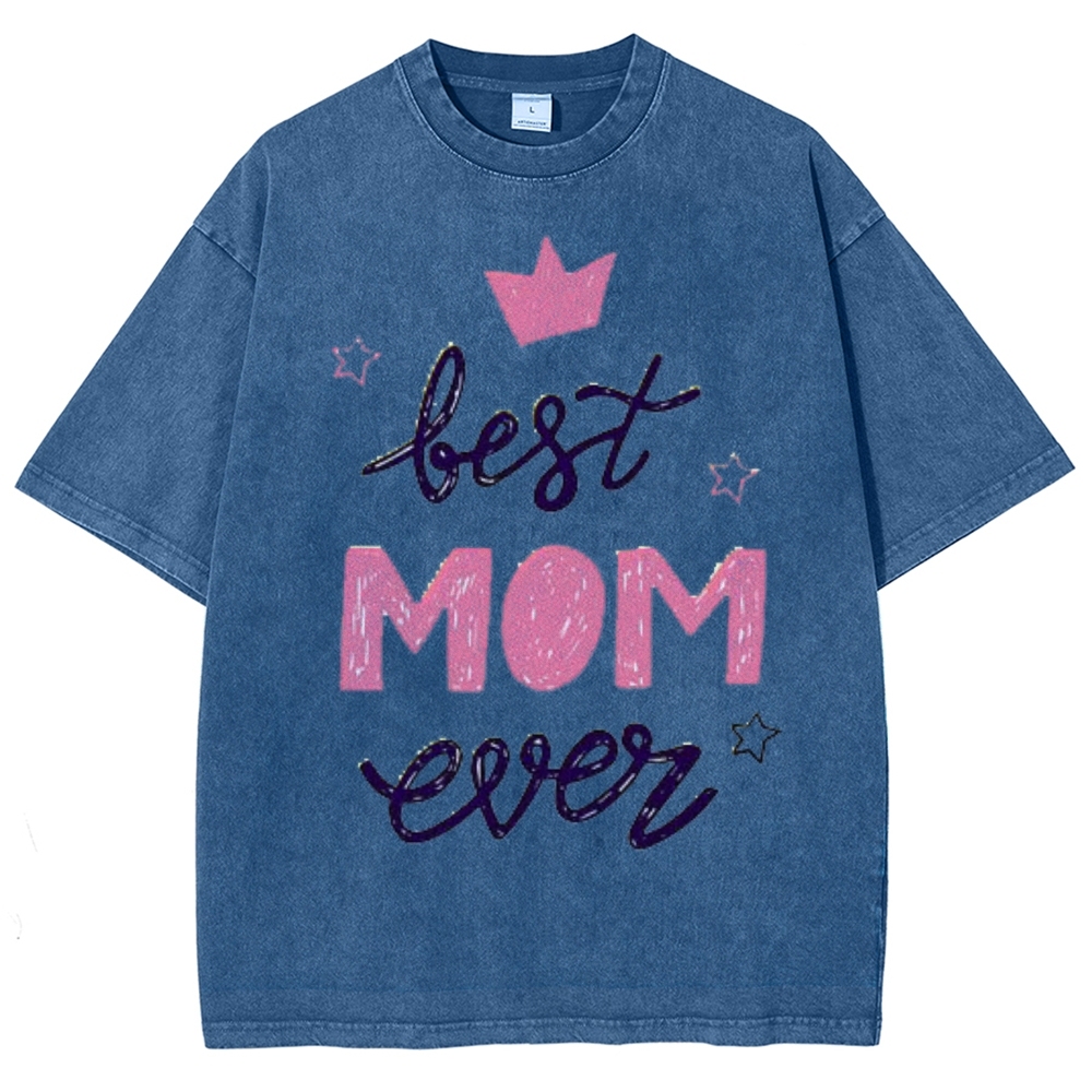 Best Mama Even Printed Washed Tee