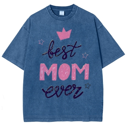 Best Mama Even Printed Washed Tee
