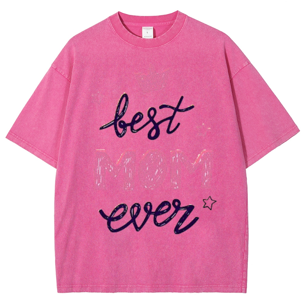 Best Mama Even Printed Washed Tee