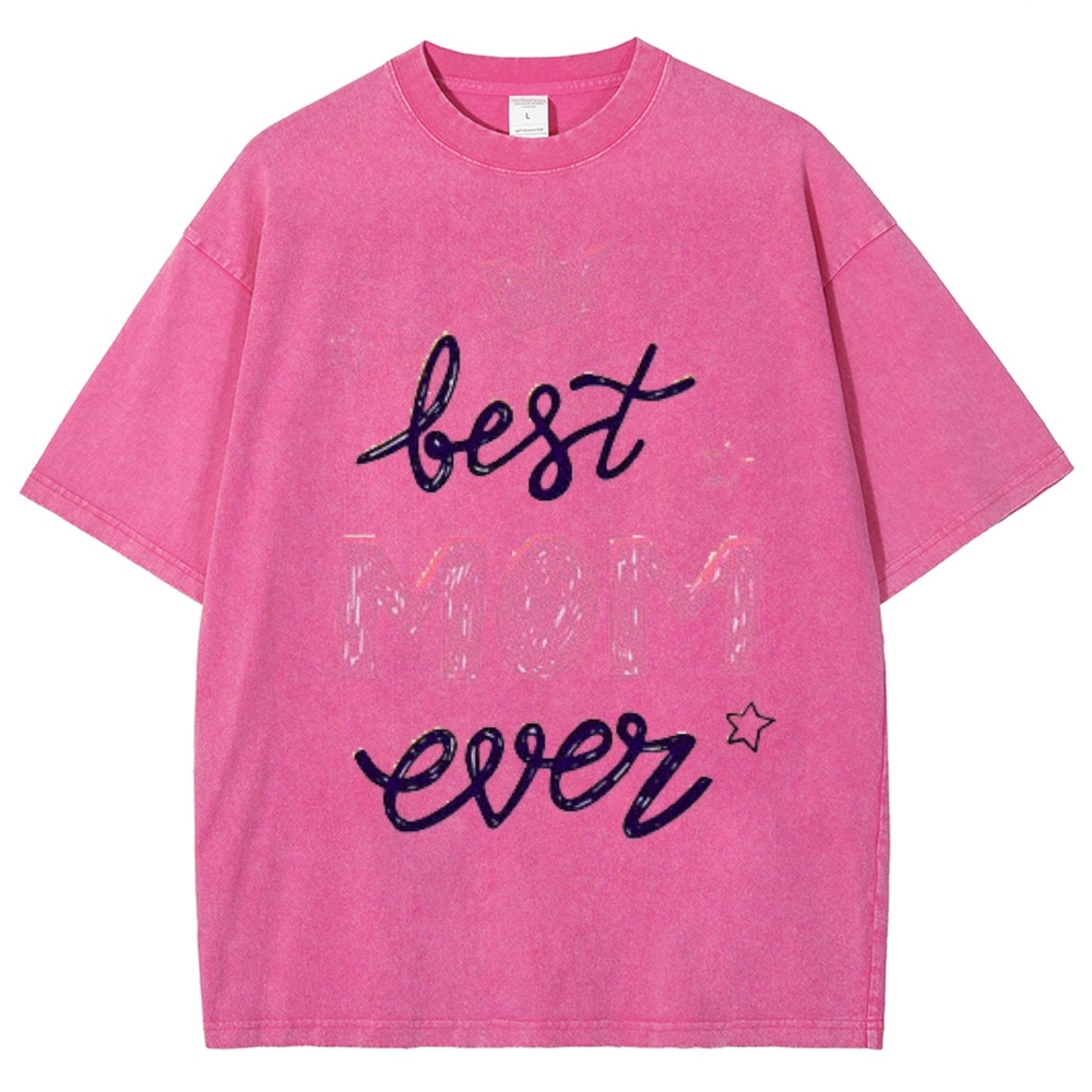 Best Mama Even Printed Washed Tee