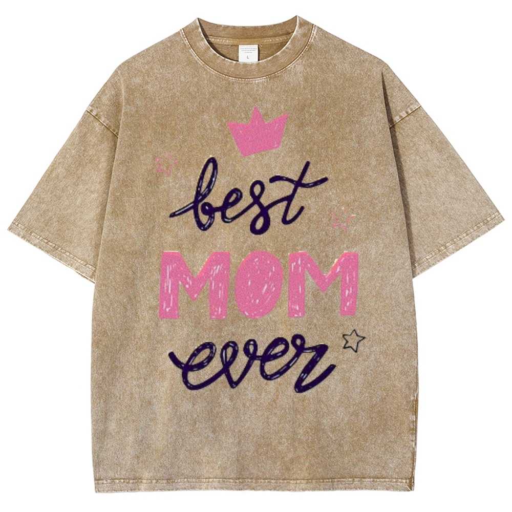 Best Mama Even Printed Washed Tee