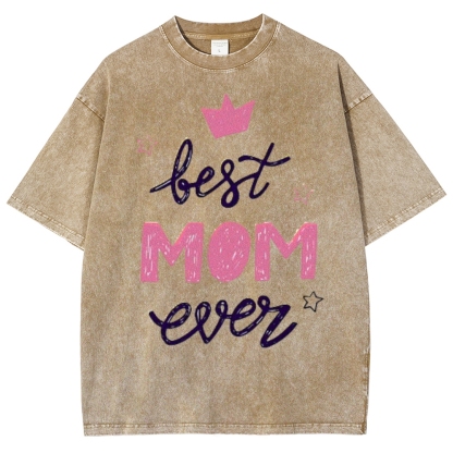 Best Mama Even Printed Washed Tee