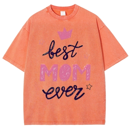 Best Mama Even Printed Washed Tee