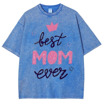 Best Mama Even Printed Washed Tee