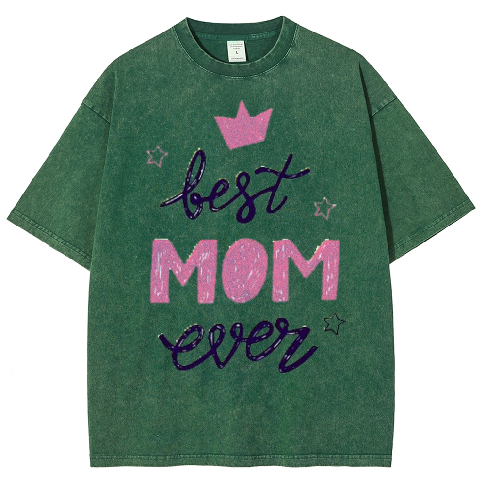 Best Mama Even Printed Washed Tee