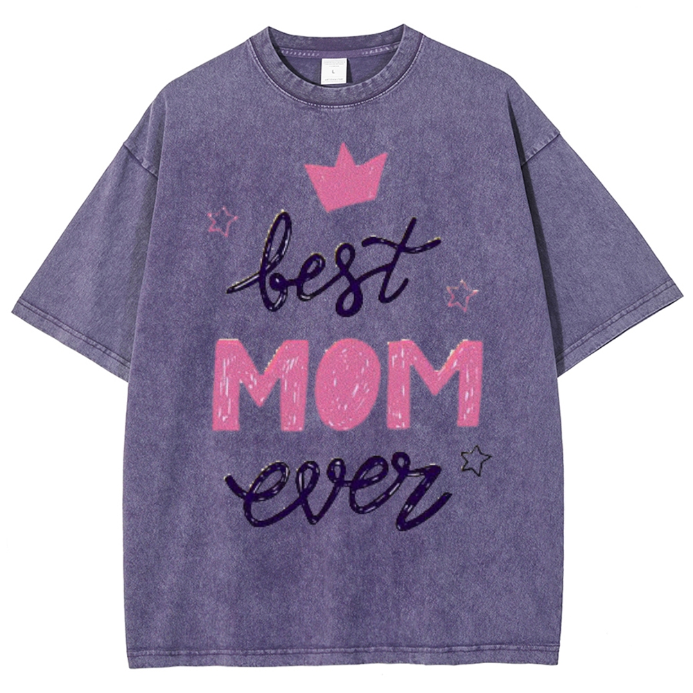 Best Mama Even Printed Washed Tee
