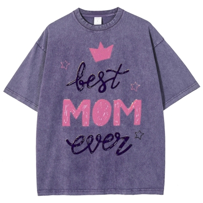 Best Mama Even Printed Washed Tee