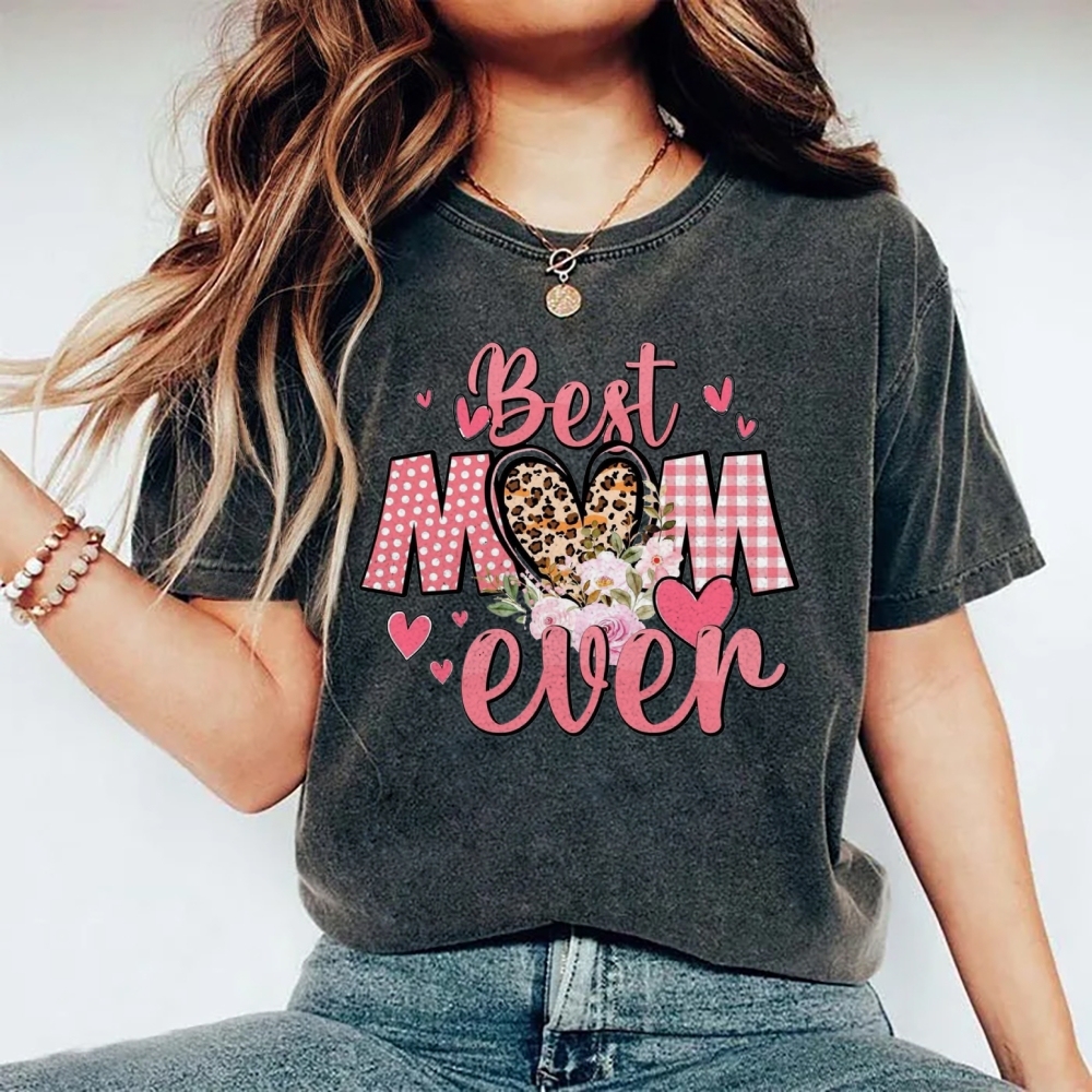 Unisex Best Mom Ever Printed Washed Tee