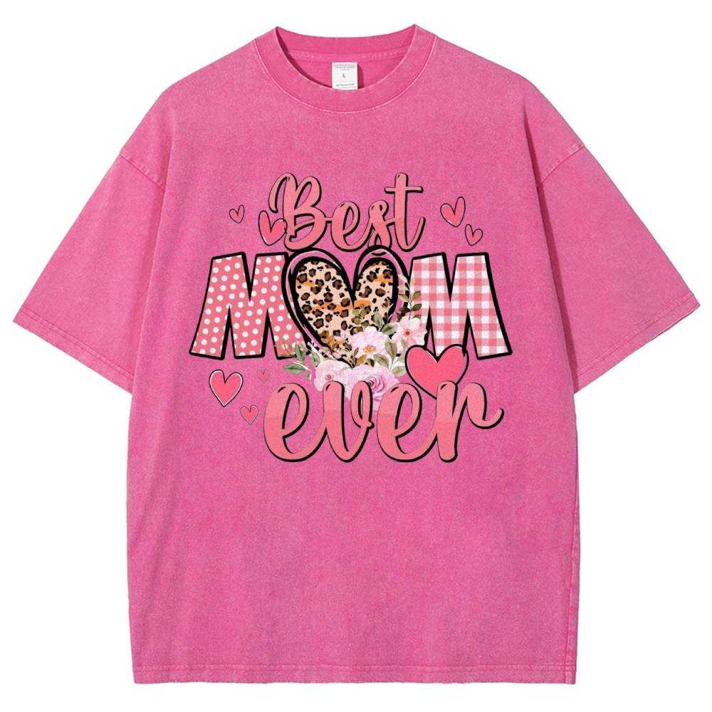 Unisex Best Mom Ever Printed Washed Tee