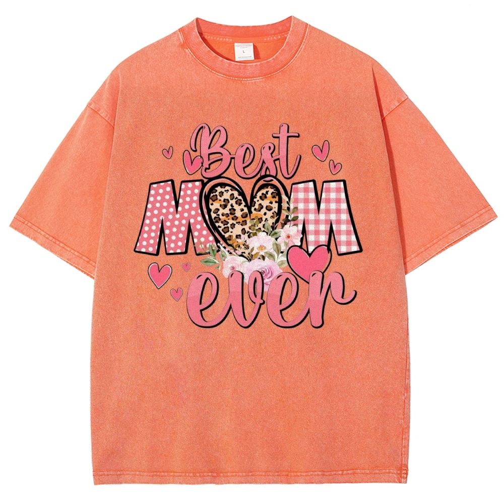Unisex Best Mom Ever Printed Washed Tee