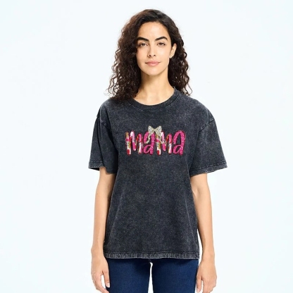 Pink Bow Mama Printed Washed Tee
