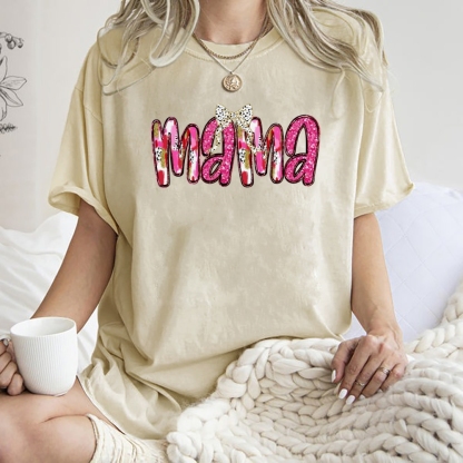 Pink Bow Mama Printed Washed Tee