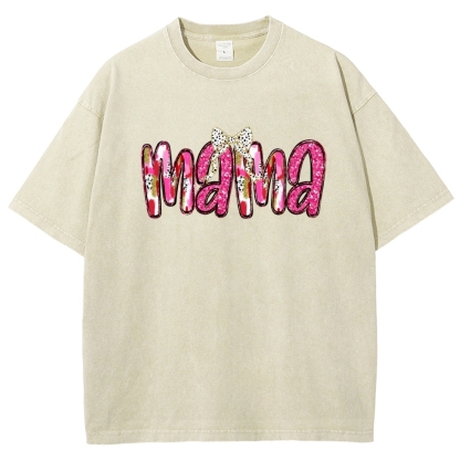 Pink Bow Mama Printed Washed Tee