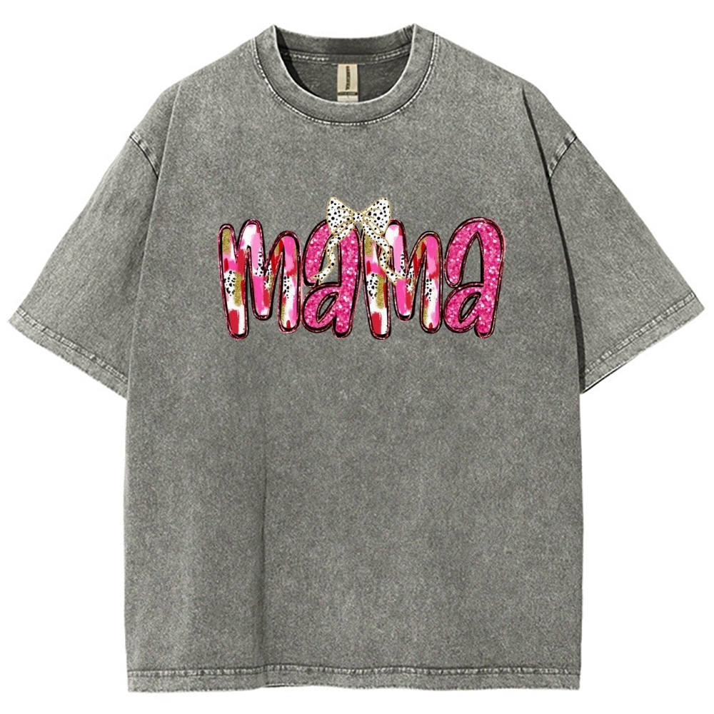 Pink Bow Mama Printed Washed Tee