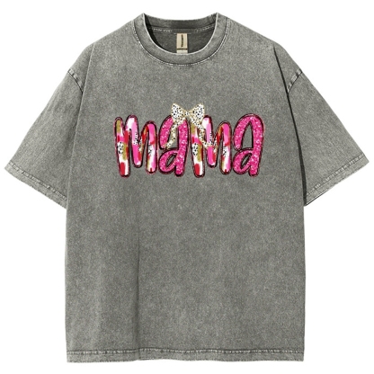 Pink Bow Mama Printed Washed Tee