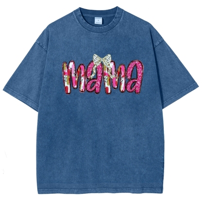 Pink Bow Mama Printed Washed Tee