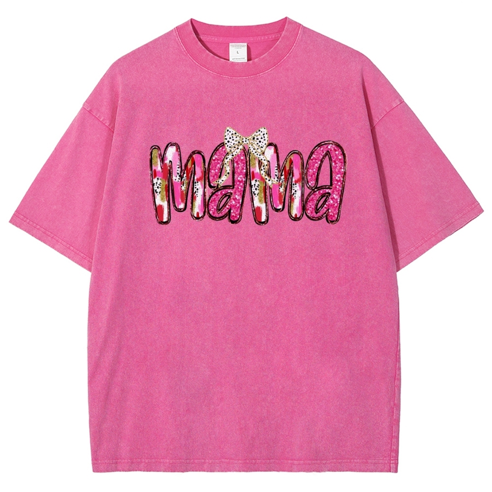 Pink Bow Mama Printed Washed Tee