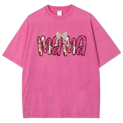 Pink Bow Mama Printed Washed Tee