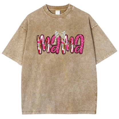 Pink Bow Mama Printed Washed Tee