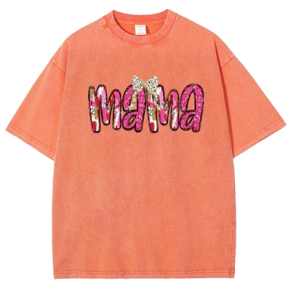 Pink Bow Mama Printed Washed Tee
