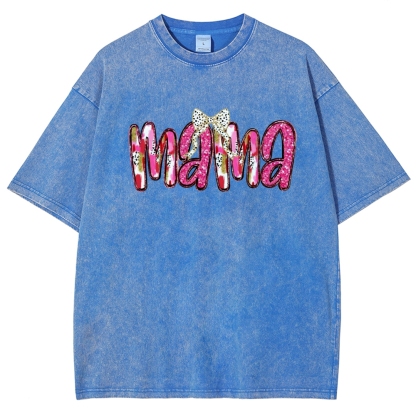 Pink Bow Mama Printed Washed Tee