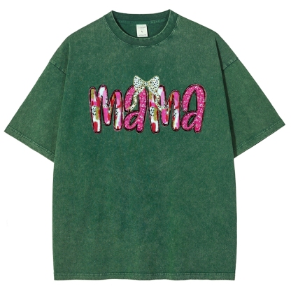 Pink Bow Mama Printed Washed Tee