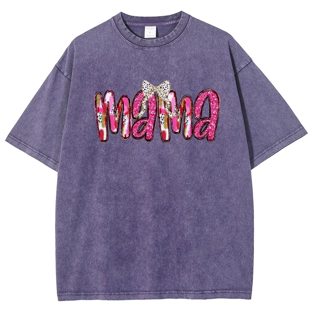 Pink Bow Mama Printed Washed Tee