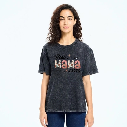 Best Mama Even Printed Washed Tee