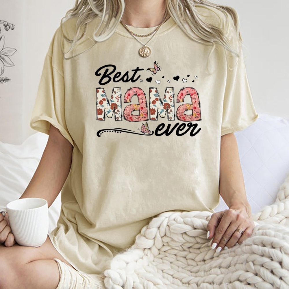 Best Mama Even Printed Washed Tee