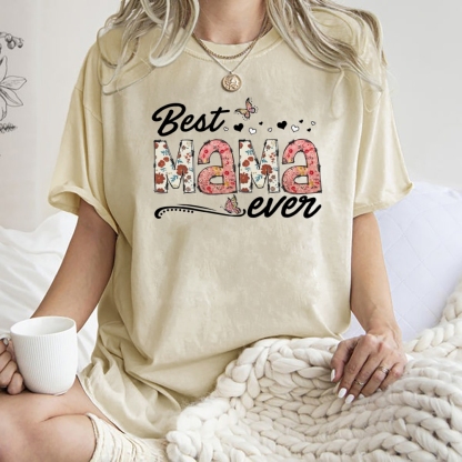 Best Mama Even Printed Washed Tee
